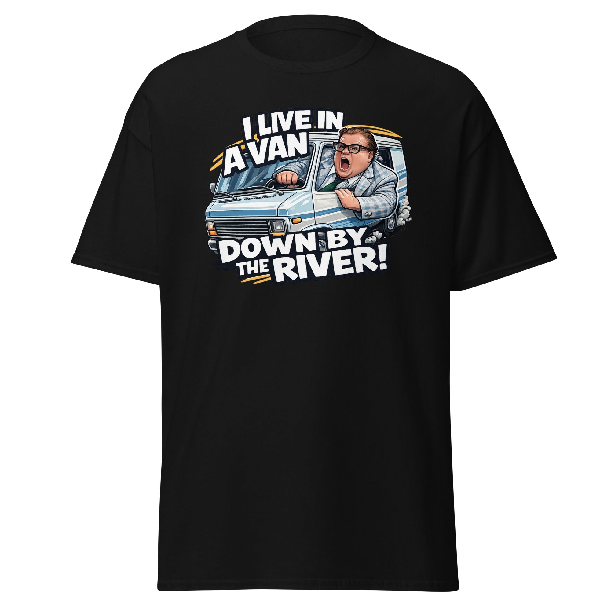i live in a van down by the river shirt